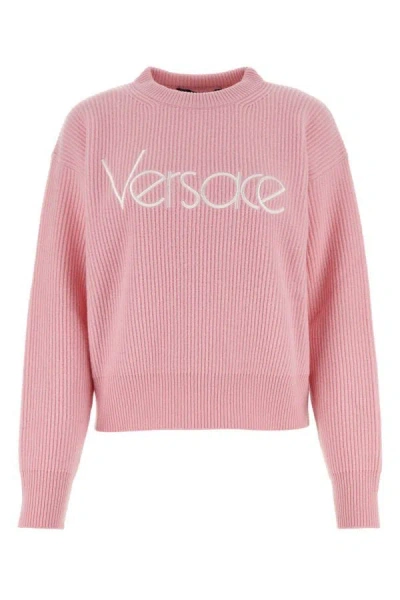 Shop Versace Woman Pink Wool Sweater