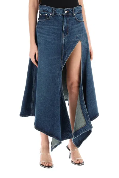 Shop Y/project Y Project Denim Midi Skirt With Cut Out Details Women In Multicolor