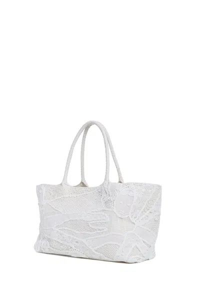 Shop Gabriela Hearst Mcewan Tote Bag In Ivory Leather With Cotton Macrame