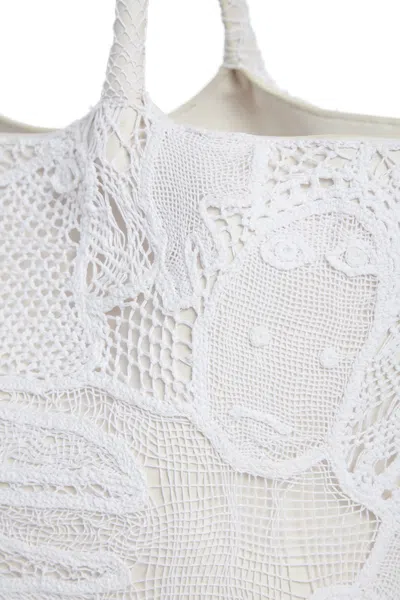 Gabriela Hearst Mcewan Tote Bag In Ivory Leather With Cotton Macrame In Ivory