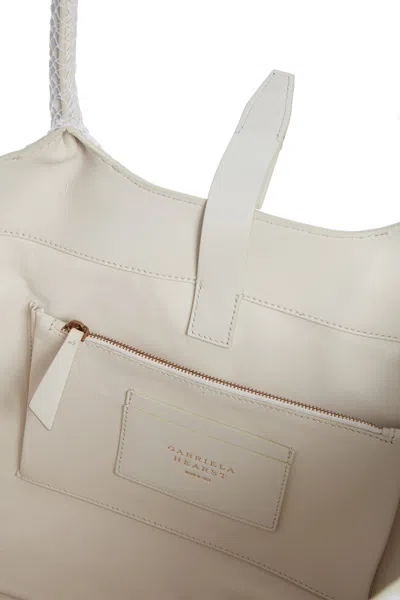 Shop Gabriela Hearst Mcewan Tote Bag In Ivory Leather With Cotton Macrame