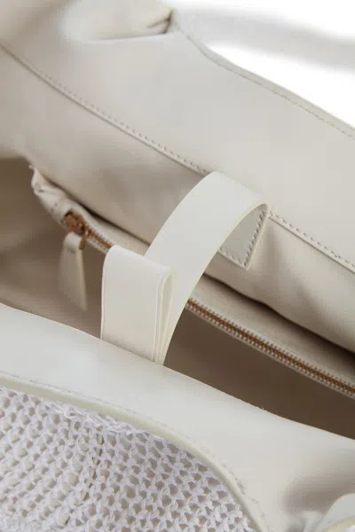 Gabriela Hearst Mcewan Tote Bag In Ivory Leather With Cotton Macrame In Ivory