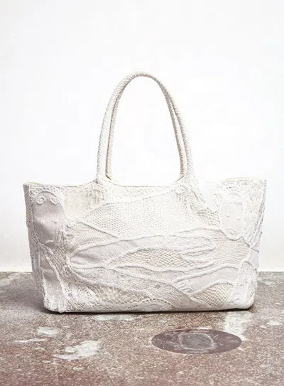 Shop Gabriela Hearst Mcewan Tote Bag In Ivory Leather With Cotton Macrame