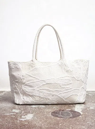 Gabriela Hearst Mcewan Tote Bag In Ivory Leather With Cotton Macrame In Ivory