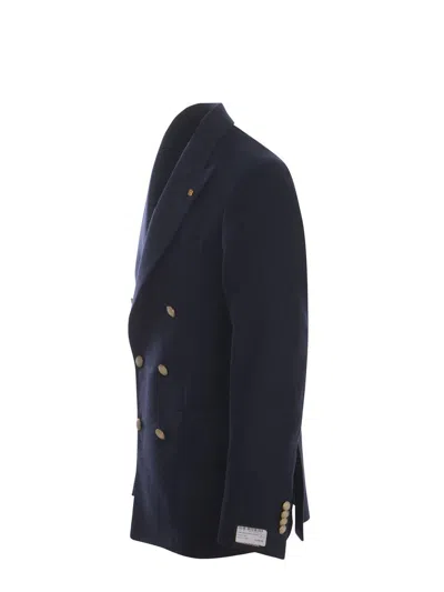 Tagliatore 'montecarlo' Blue Double-breasted Jacket In Blue
