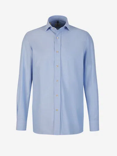 Shop Luigi Borrelli Cotton Oxford Shirt In Blue