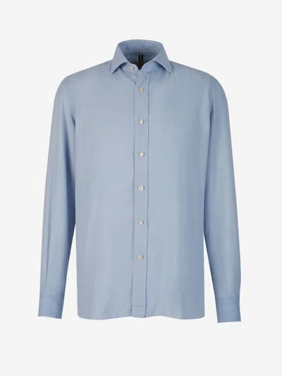 Shop Luigi Borrelli Cotton And Wool Shirt In Blue