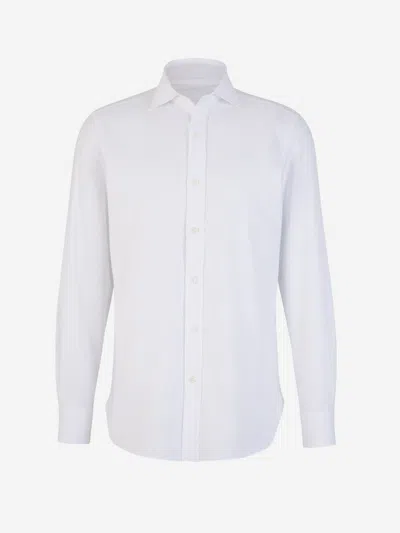 Shop Luigi Borrelli Plain Cotton Shirt In White