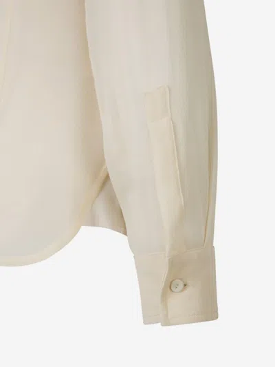 Shop Max Mara Fluid Semi-transparent Blouse In Two Pockets On The Front