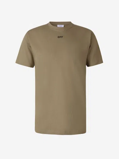 Shop Off-white Logo Stitch T-shirt In Military Green