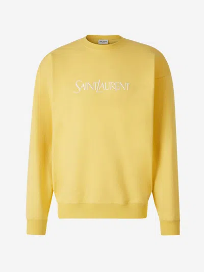 Shop Saint Laurent Cotton Logo Sweatshirt In Embroidered Logo On The Front