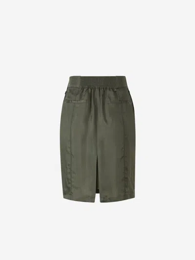Shop Saint Laurent Twill Mini Pencil Skirt In Military Green