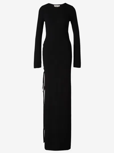 Shop Saint Laurent Wool Maxi Dress In Black