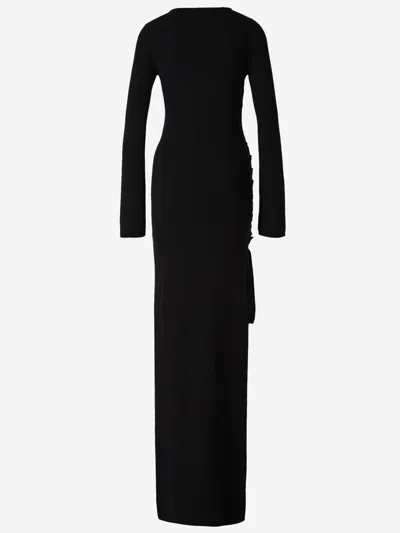Shop Saint Laurent Wool Maxi Dress In Black