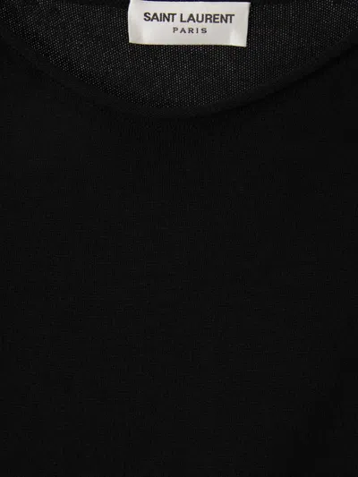 Saint Laurent Side-slit Wool Maxi Dress In Black