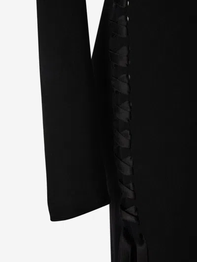 Saint Laurent Side-slit Wool Maxi Dress In Black