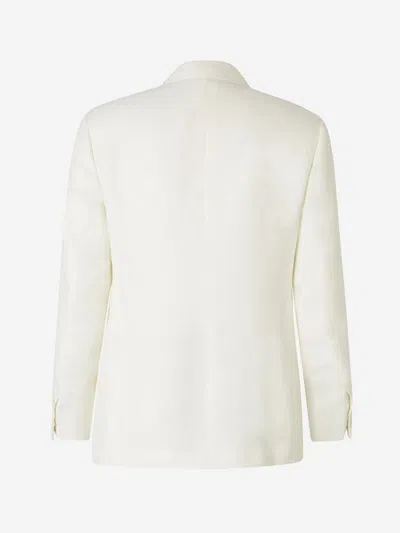 Shop Sartorio Napoli Hemp Textured Blazer In White