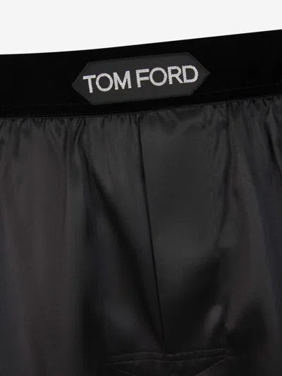 Shop Tom Ford Logo Silk Boxer In Black