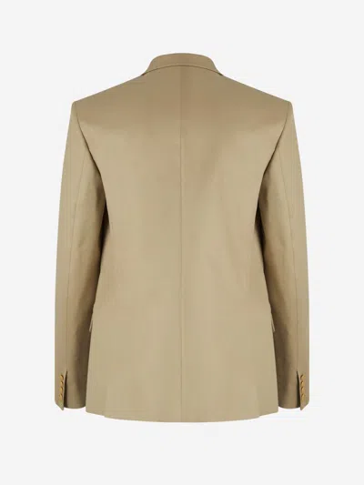 Shop Valentino Double-breasted Cotton Blazer In Sage Green