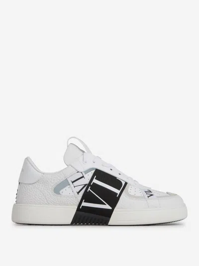 Shop Valentino Garavani Leather Logo Sneakers In Hot-embossed Logo On The Back And Tongue