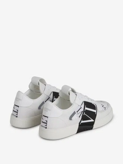 Shop Valentino Garavani Leather Logo Sneakers In Hot-embossed Logo On The Back And Tongue