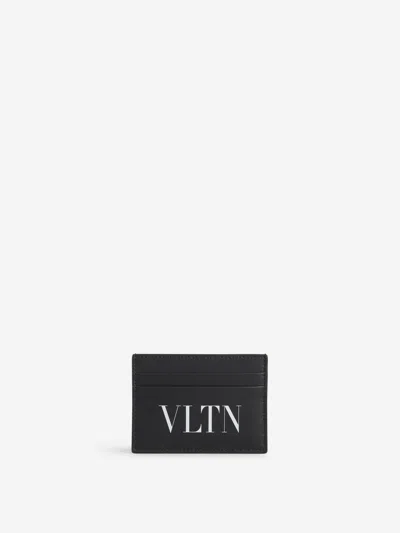 Shop Valentino Garavani Logo Leather Card Holder In Logo Printed On The Front In Contrast