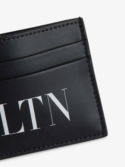 Shop Valentino Garavani Logo Leather Card Holder In Logo Printed On The Front In Contrast
