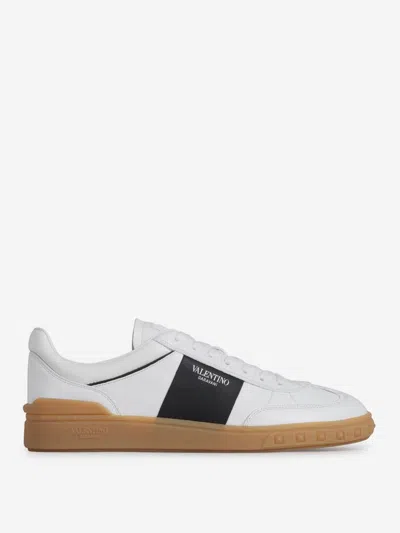 Shop Valentino Garavani Upvillage Leather Sneakers In Logo Patch On The Tongue And Embossed Logo On The Side Of The Sole