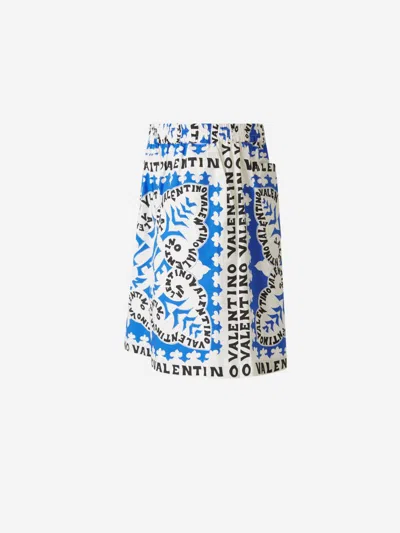 Shop Valentino Integral Logo Bermuda Shorts In Blue, Black And White