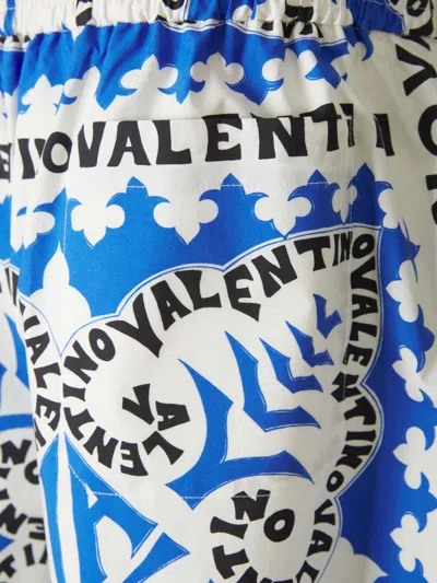 Shop Valentino Integral Logo Bermuda Shorts In Blue, Black And White