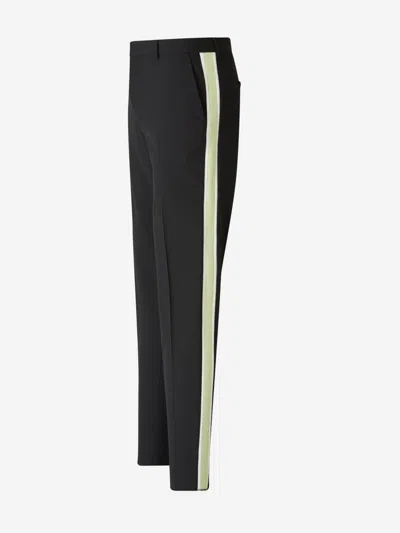 Shop Valentino Wool Dress Trousers In Black And White