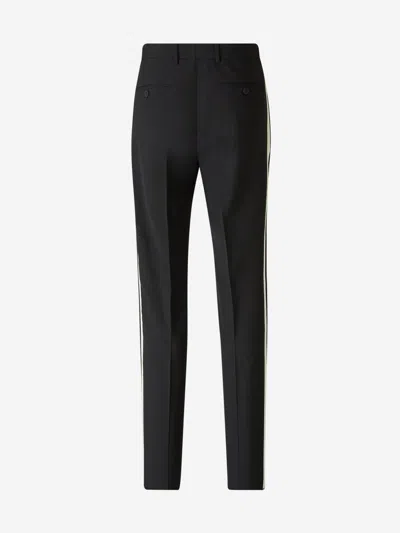 Shop Valentino Wool Dress Trousers In Black And White