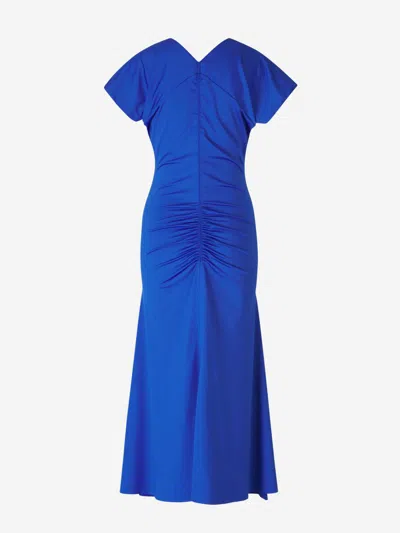 Shop Victoria Beckham Ruched Midi Dress In Ruched Hip Detail At Front And Back