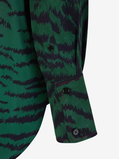 Shop Victoria Beckham Tiger Silk Blouse In Dark Green