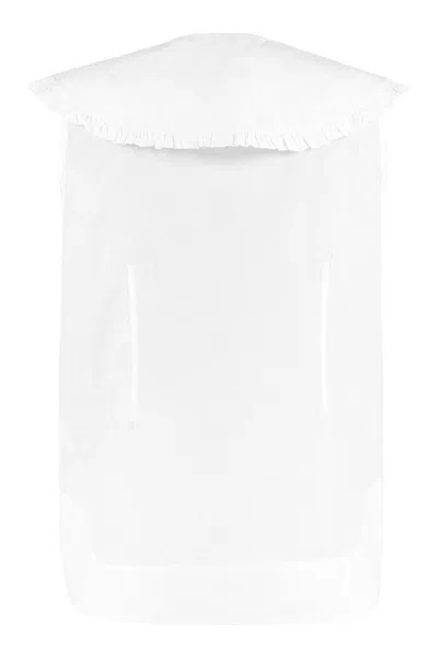 Shop Ganni Maxi Collar Cotton Shirt In White