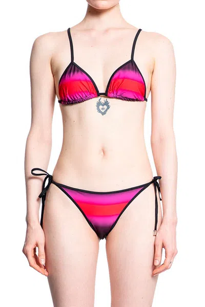 Shop Attico The  Shaded Print Bikini Set In Fuchsia