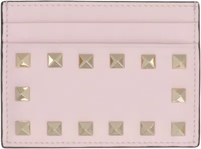 Shop Valentino Garavani - Rockstud Leather Card Holder In Pink