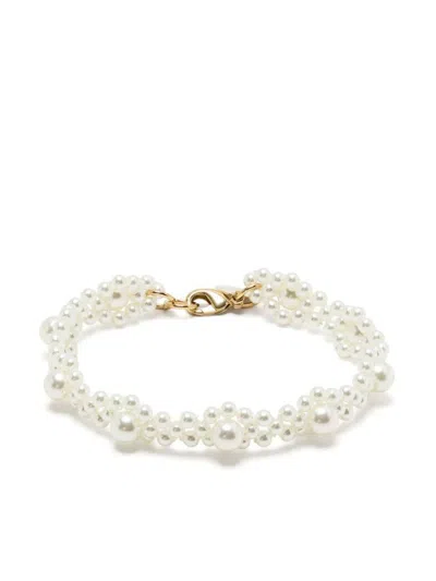 Shop Simone Rocha Bracelet With Daisy-shaped Beads In Bianco