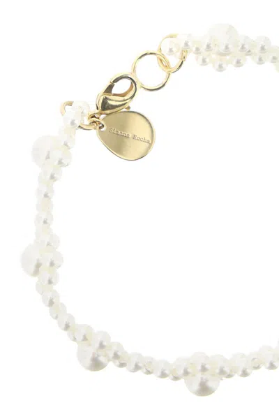 Shop Simone Rocha Bracelet With Daisy-shaped Beads In Bianco