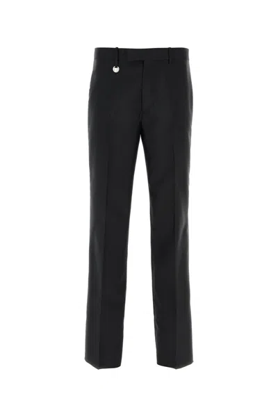 Burberry Suit Pants In Navy Blue Wool. Straight-leg Cut. Zippered Closure And Belt Clip. In Black