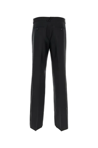 Burberry Suit Pants In Navy Blue Wool. Straight-leg Cut. Zippered Closure And Belt Clip. In Black