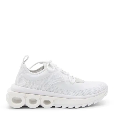 Ferragamo Nima Leather-trimmed Mesh Sneakers In White