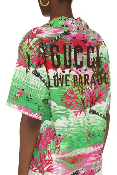 Shop Gucci Printed Bowling Shirt In Multicolor