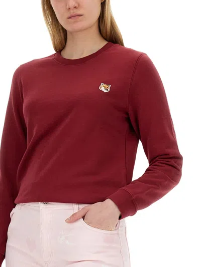 Shop Maison Kitsuné "fox Head" Sweatshirt In Bordeaux