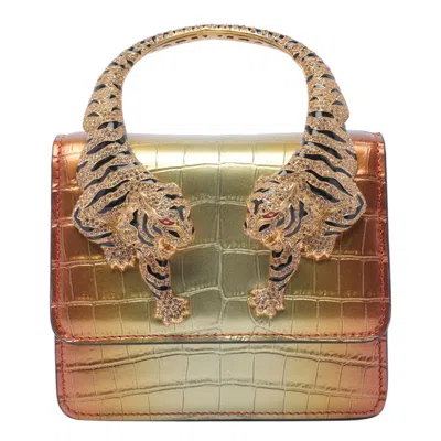 Shop Roberto Cavalli 'roar' Small Handbag In Yellow/red