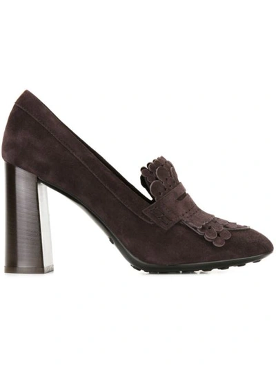 Shop Tod's Fringed Pumps In Brown