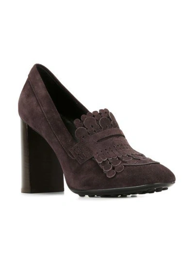 Shop Tod's Fringed Pumps In Brown