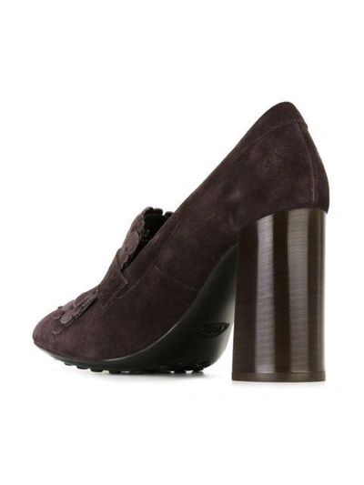 Shop Tod's Fringed Pumps In Brown