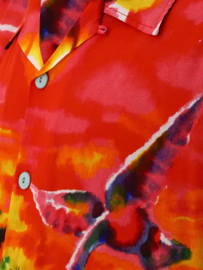 Brain Dead Forgotten Forest Short Sleeve Button Up Shirt In Red
