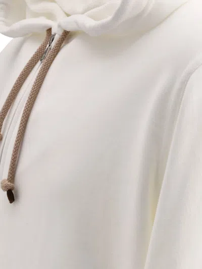 Shop Brunello Cucinelli Hooded Sweatshirt With Zipper In White